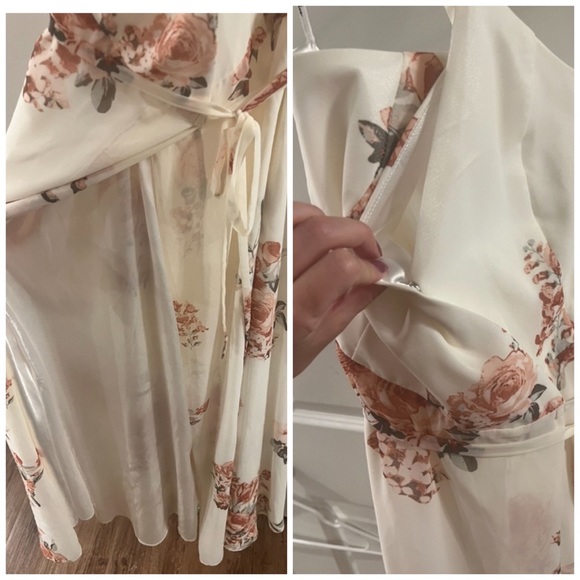 Lulus Elegantly Inclined Cream Floral Print Wrap Maxi Dress size xs - Picture 6 of 11